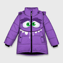 Куртка зимняя для девочки Глупое лицо монстра, цвет: 3D-черный