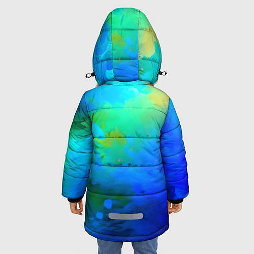 Зимняя куртка для девочки Градиент сине-зелёных оттенков - нейросеть / 3D-Светло-серый – фото 4