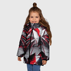 Куртка зимняя для девочки Кибернетические рёбра, цвет: 3D-светло-серый — фото 2