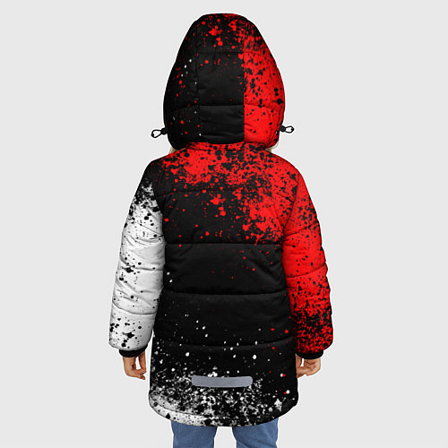 Зимняя куртка для девочки Ауди - красный и белый / 3D-Черный – фото 4