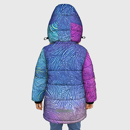 Зимняя куртка для девочки Трёхцветные узоры / 3D-Черный – фото 4