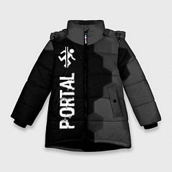 Куртка зимняя для девочки Portal glitch на темном фоне: по-вертикали, цвет: 3D-черный