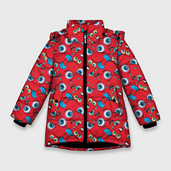 Куртка зимняя для девочки Мультяшный кривляка, цвет: 3D-черный