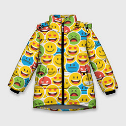 Куртка зимняя для девочки Интернет эмоции, цвет: 3D-светло-серый