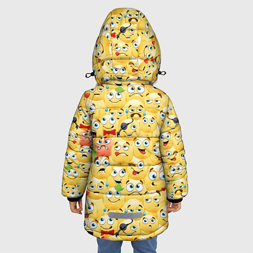 Зимняя куртка для девочки Смайлики - эмоции / 3D-Черный – фото 4