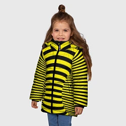 Куртка зимняя для девочки Осиная талия - полосатая иллюзия, цвет: 3D-черный — фото 2