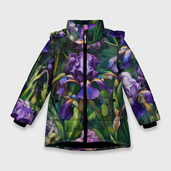 Куртка зимняя для девочки Ирисы паттерн, цвет: 3D-черный