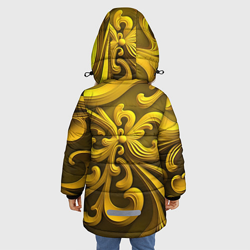 Зимняя куртка для девочки Желтый объемный узор / 3D-Черный – фото 4