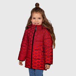 Куртка зимняя для девочки Сотовый красный градиент, цвет: 3D-светло-серый — фото 2