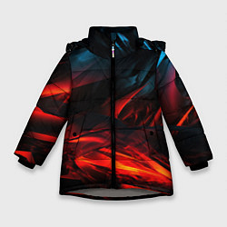 Куртка зимняя для девочки Red black abstract, цвет: 3D-светло-серый