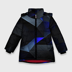 Куртка зимняя для девочки Black blue abstract, цвет: 3D-красный