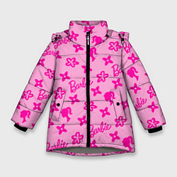 Куртка зимняя для девочки Барби паттерн розовый, цвет: 3D-светло-серый