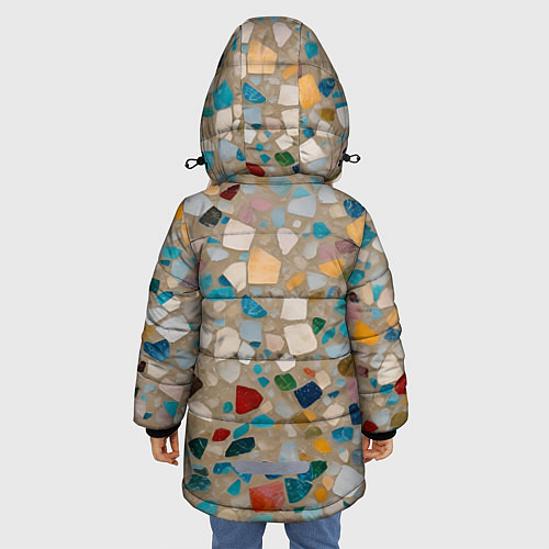 Зимняя куртка для девочки Фон крупная мозайка / 3D-Черный – фото 4