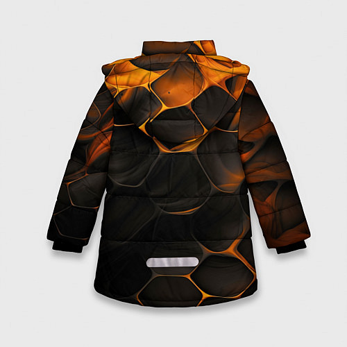 Зимняя куртка для девочки Оранжевые плиты паттерн / 3D-Светло-серый – фото 2