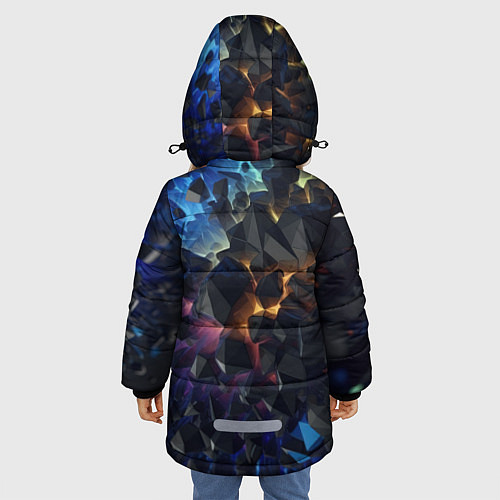 Зимняя куртка для девочки Летящие объемные камни / 3D-Светло-серый – фото 4