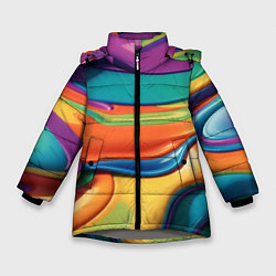 Куртка зимняя для девочки Жидкий разноцветный пластик, цвет: 3D-светло-серый