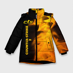 Куртка зимняя для девочки Counter-Strike 2 - gold gradient: по-вертикали, цвет: 3D-черный