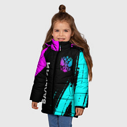 Куртка зимняя для девочки Валерий и неоновый герб России: надпись, символ, цвет: 3D-черный — фото 2