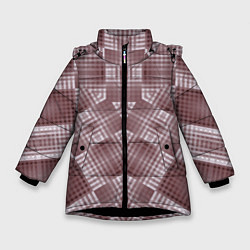 Куртка зимняя для девочки В коричневых тонах геометрический узор, цвет: 3D-черный
