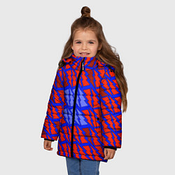 Куртка зимняя для девочки Ретро молнии красно-синие, цвет: 3D-черный — фото 2