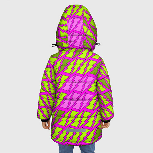 Зимняя куртка для девочки Ретро молнии розово-жёлтые / 3D-Красный – фото 4