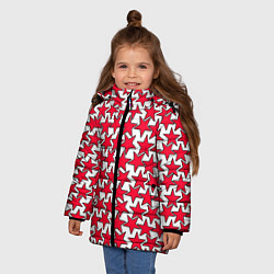 Куртка зимняя для девочки Ретро звёзды красные, цвет: 3D-светло-серый — фото 2