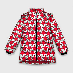 Куртка зимняя для девочки Ретро звёзды красные, цвет: 3D-красный