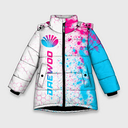 Куртка зимняя для девочки Daewoo neon gradient style: по-вертикали, цвет: 3D-черный