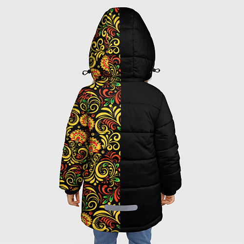 Зимняя куртка для девочки Russia хохлома / 3D-Светло-серый – фото 4
