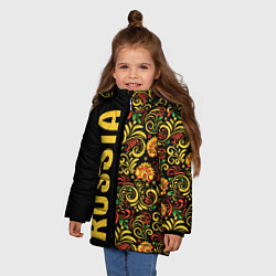 Куртка зимняя для девочки Russia хохлома, цвет: 3D-светло-серый — фото 2