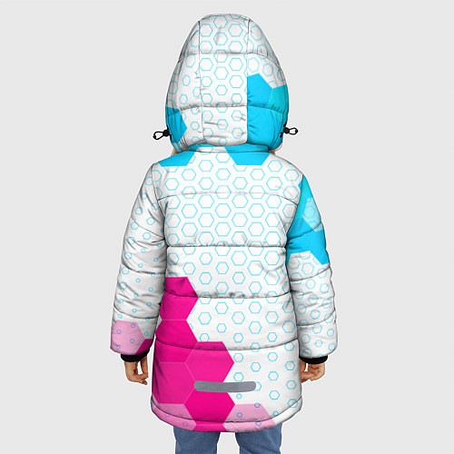 Зимняя куртка для девочки Among Us neon gradient style: надпись, символ / 3D-Черный – фото 4