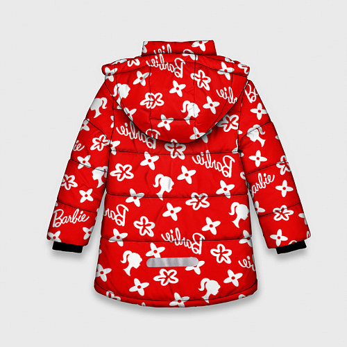 Зимняя куртка для девочки Барби паттерн красный / 3D-Светло-серый – фото 2