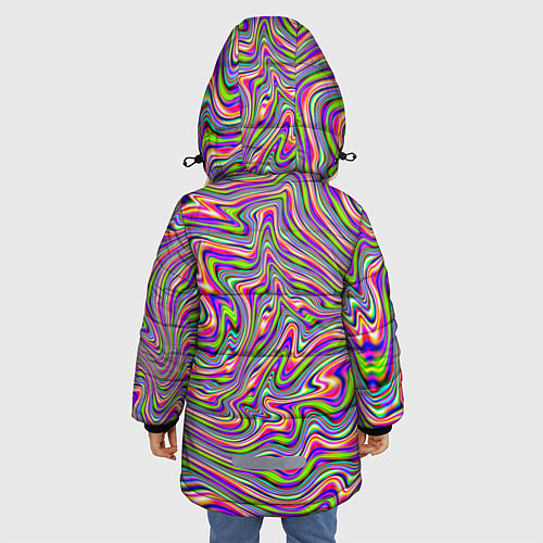 Зимняя куртка для девочки В полоску триппи / 3D-Черный – фото 4