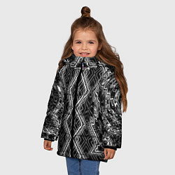 Куртка зимняя для девочки Черно-белый узор Искаженная геометрия, цвет: 3D-красный — фото 2