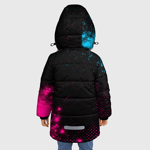 Зимняя куртка для девочки Date A Live - neon gradient: надпись, символ / 3D-Черный – фото 4