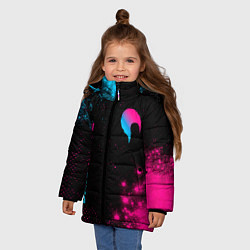 Куртка зимняя для девочки Date A Live - neon gradient: надпись, символ, цвет: 3D-черный — фото 2