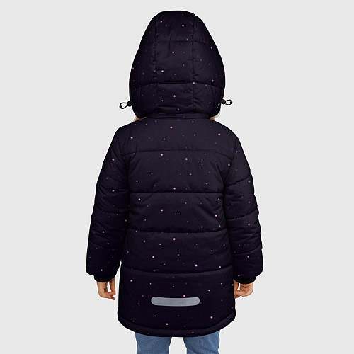 Зимняя куртка для девочки Абстракция ночь тёмно-фиолетовый / 3D-Черный – фото 4