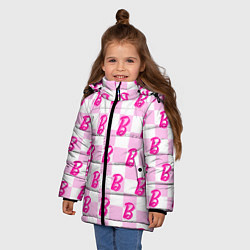 Куртка зимняя для девочки Розовая шашка и Барби, цвет: 3D-светло-серый — фото 2