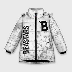Куртка зимняя для девочки Beastars glitch на светлом фоне: надпись, символ, цвет: 3D-черный