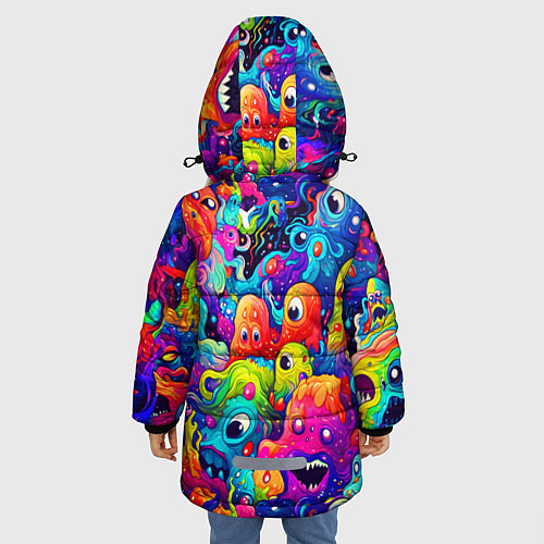 Зимняя куртка для девочки Кислотный трип / 3D-Черный – фото 4