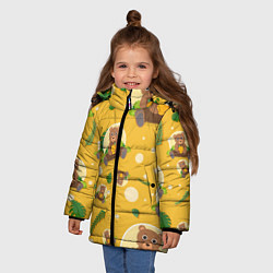 Куртка зимняя для девочки Мишка с ульем, цвет: 3D-черный — фото 2