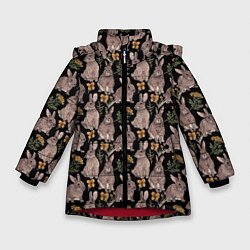 Зимняя куртка для девочки Зайцы и пижма