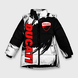 Куртка зимняя для девочки Ducati - мазки краски, цвет: 3D-черный