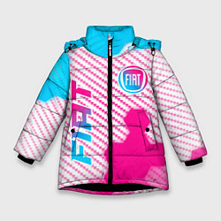 Куртка зимняя для девочки Fiat neon gradient style: надпись, символ, цвет: 3D-черный