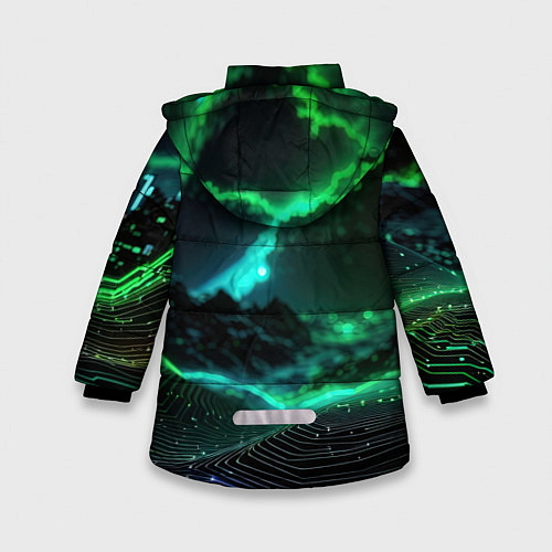 Зимняя куртка для девочки Цифровая флора / 3D-Светло-серый – фото 2