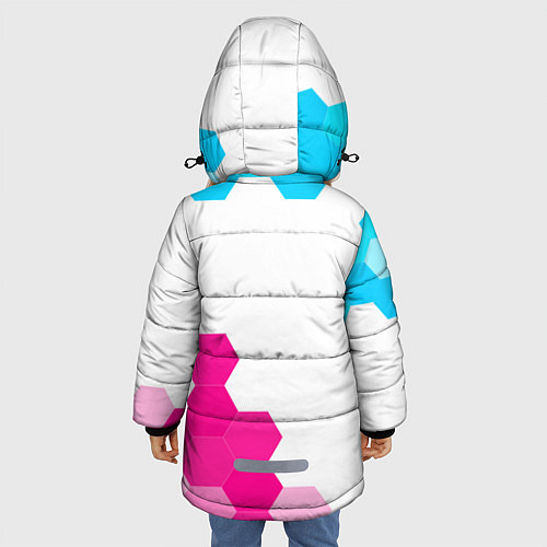 Зимняя куртка для девочки No Mans Sky neon gradient style: надпись, символ / 3D-Черный – фото 4