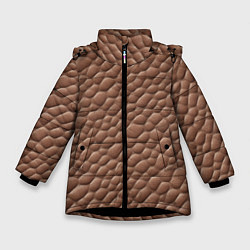 Зимняя куртка для девочки Коричневая кожа крокодила