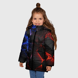 Куртка зимняя для девочки Объемные черные плиты, цвет: 3D-красный — фото 2