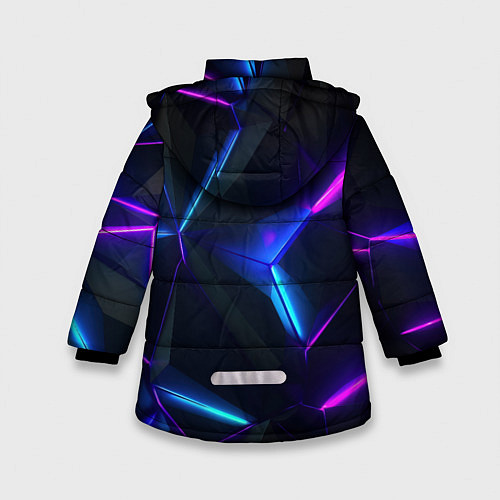 Зимняя куртка для девочки Синий и фиолетовый неон / 3D-Светло-серый – фото 2
