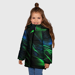 Куртка зимняя для девочки Dark green background, цвет: 3D-черный — фото 2